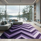 Modern Violet Chevron Layered Zigzag Rug