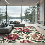 Blush Pink Peony Botanical Floral Rug