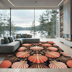 Coral Scallop Golden Art Deco Rug