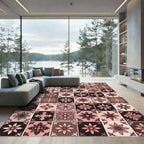 Blush and Chocolate Floral Tile Grid Rug