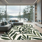 Elegant Sage Olive Leaf Botanical Rug