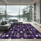 Art Deco Purple Diamond Overlay Rug