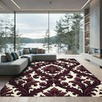 Rich Burgundy Acanthus Leaf Scroll Rug