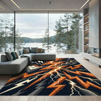 Electric Orange and Charcoal Lightning Bolt Rug