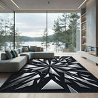 Shattered Silver Geometric Abstract Shards Rug