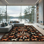 Bold Orange Dog Ram Medallion Rug