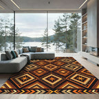 Bold Amber Geometric Diamond Tribal Rug