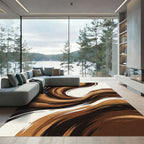 Rich Earth Tones Swirling Brushstroke Rug