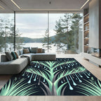 Mint Green Raindrop Botanical Foliage Rug
