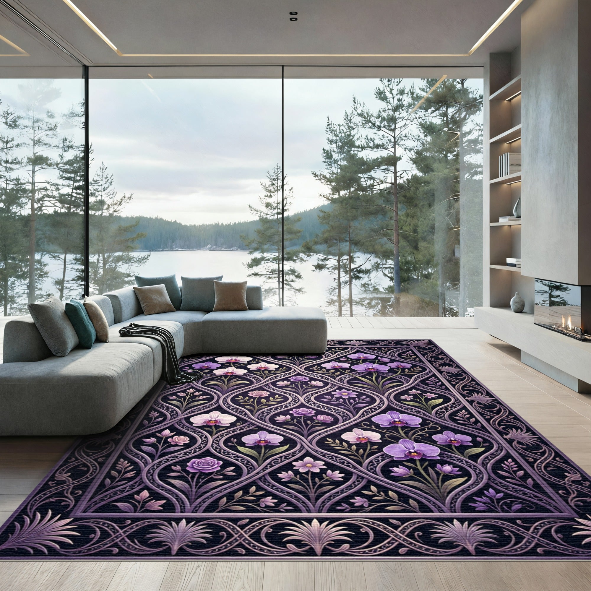 Orchid Garden Lattice Work Rug