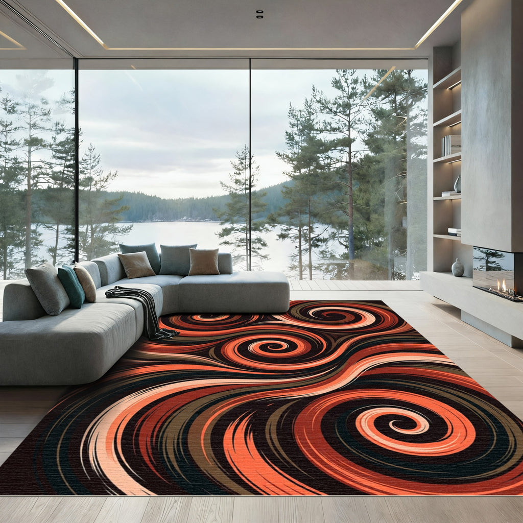 Abstract Copper Swirl Liquid Flow Rug