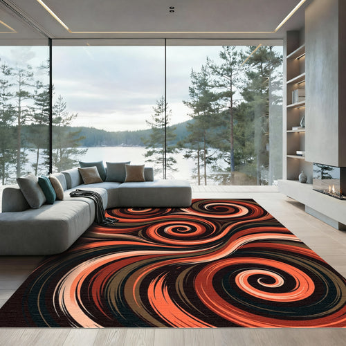 Abstract Copper Swirl Liquid Flow Rug