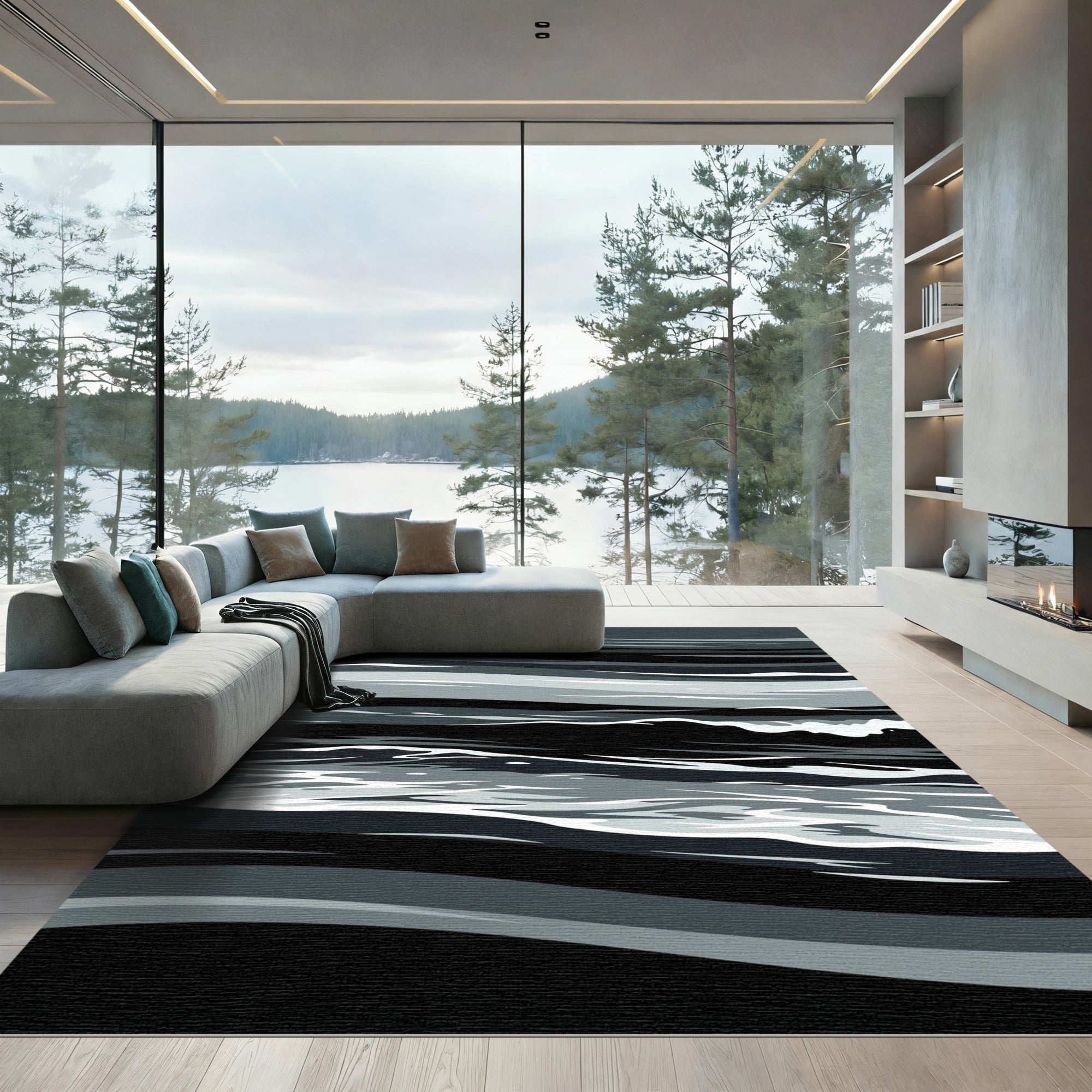 Monochromatic Abstract Wave Rug