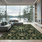 Vintage Olive Crown Compass Star Rug
