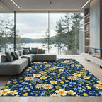 Midnight Daisy and Primrose Garden Floral Rug