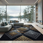 Golden Silver Ornate Diamond Celestial Rug