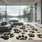 Wild Animal Paw Print Neutral Rug