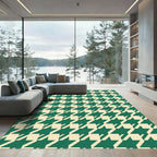 Classic Green Houndstooth Pattern Rug
