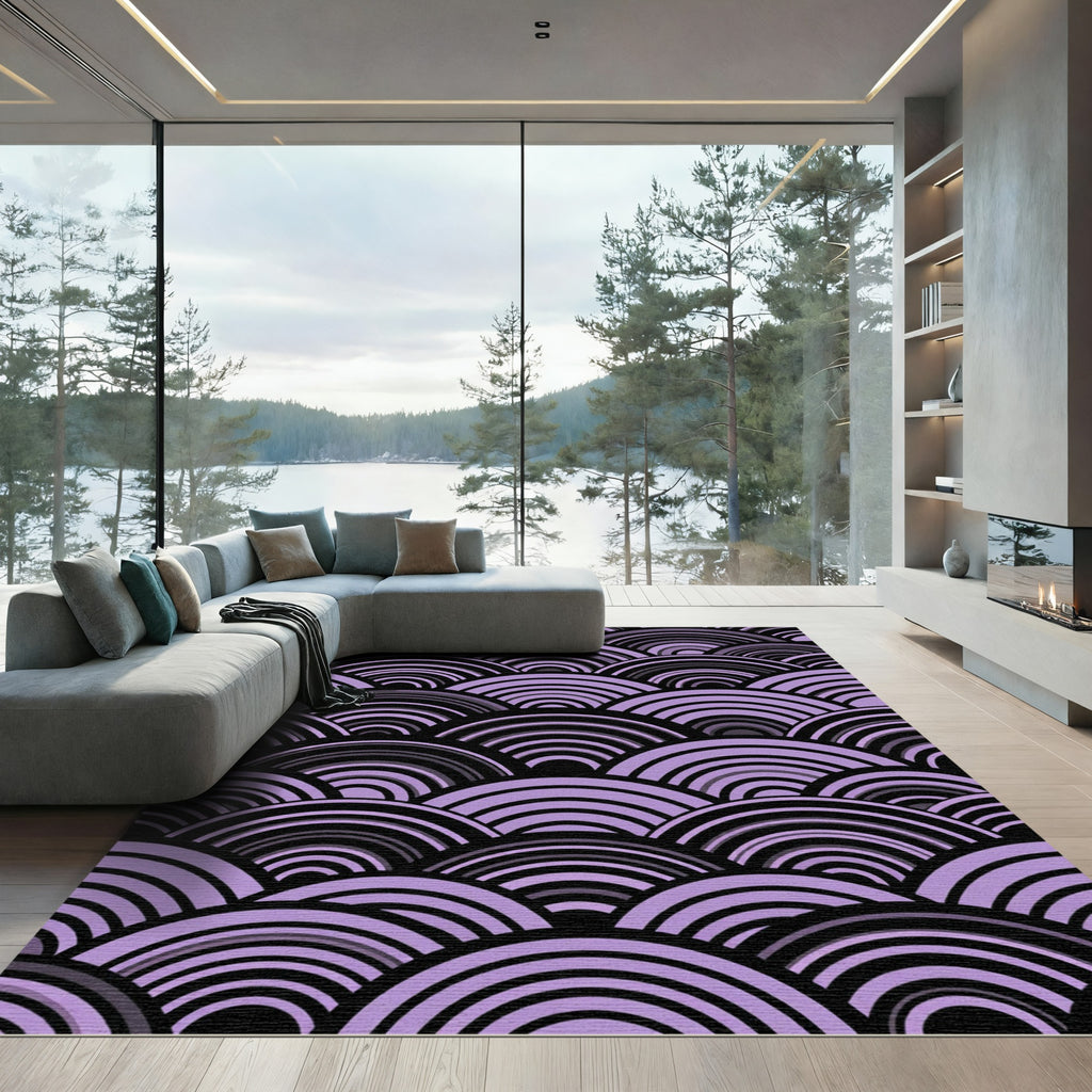Lavender Arched Japanese Wave Ripple Rug