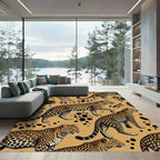 Elegant Golden Leopard Spotted Area Rug