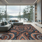Coral Paisley Heart Floral Allegory Rug