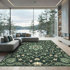 Emerald Botanical Lotus Flower Medallion Rug