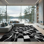 Monochromatic Shattered Checkerboard Effect Rug