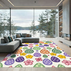 Whimsical Pastel Easter Egg Floral Field Rug