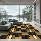 Warm Brown Woven Wood Panel Rug