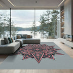 Elegant Pink and Gray Floral Star Rug