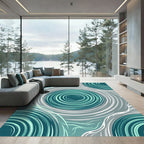 Teal Gray Swirl Ocean Riptide Rug