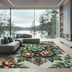 Elegant Sage Floral Baroque Damask Rug