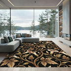 Antique Gold Floral Vine Swirl Rug