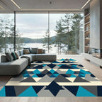 Geometric Peak Triangles in Azure Slate Rug