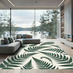 Lush Green Tropical Fern Leaf Rug