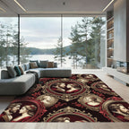 Regal Red Portrait Medallion Brocade Rug