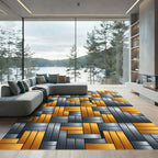 Metallic Gold and Silver Basketweave Rug