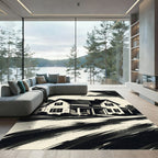 Monochromatic House Abstract Brushstroke Rug