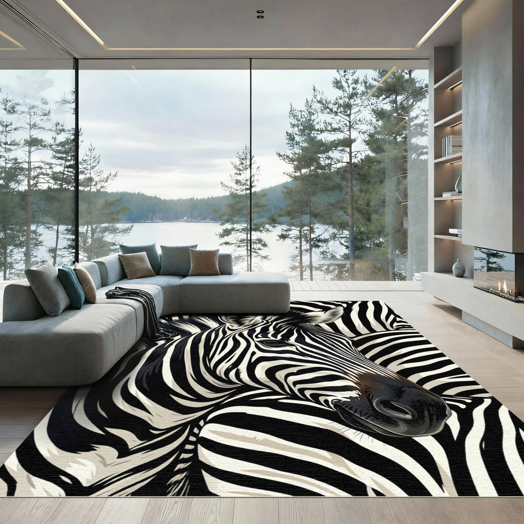 Abstract Monochrome Horse Stripes Rug
