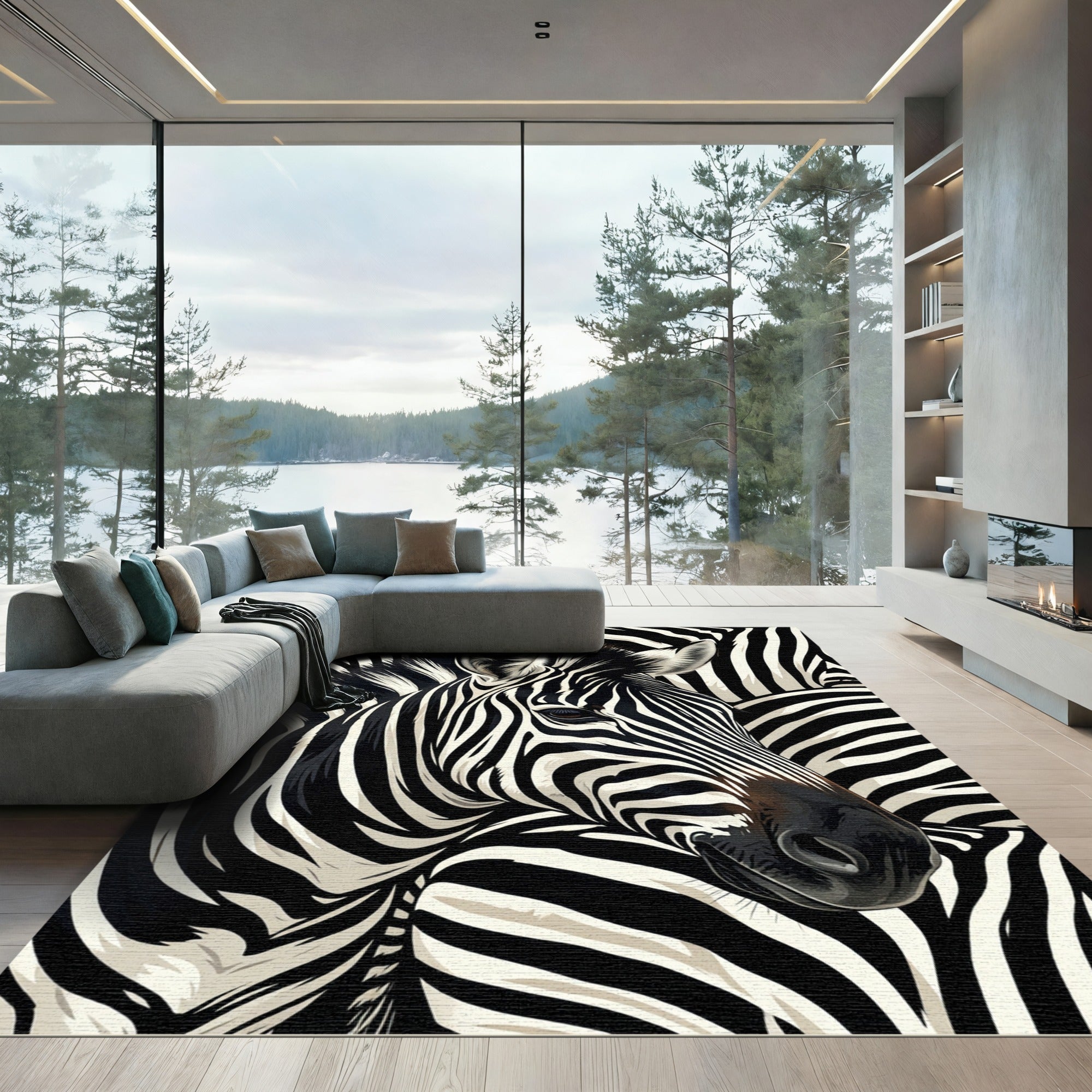 Abstract Monochrome Horse Stripes Rug