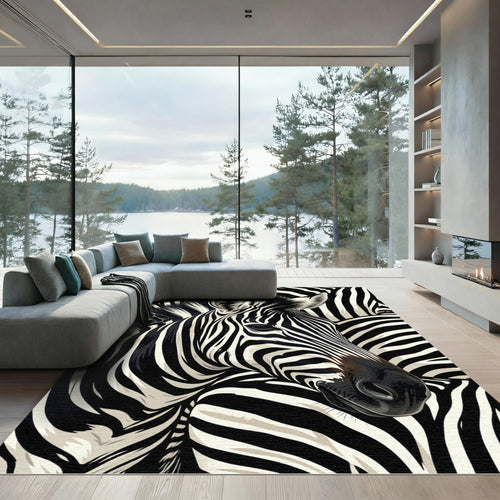 Abstract Monochrome Horse Stripes Rug