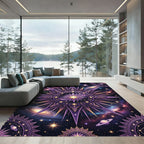 Celestial Purple Radiant Star Galaxy Rug