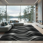 Monochrome Flowing Wave Surface Rug
