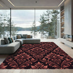 Dark Rose Ornate Damask Scroll Rug