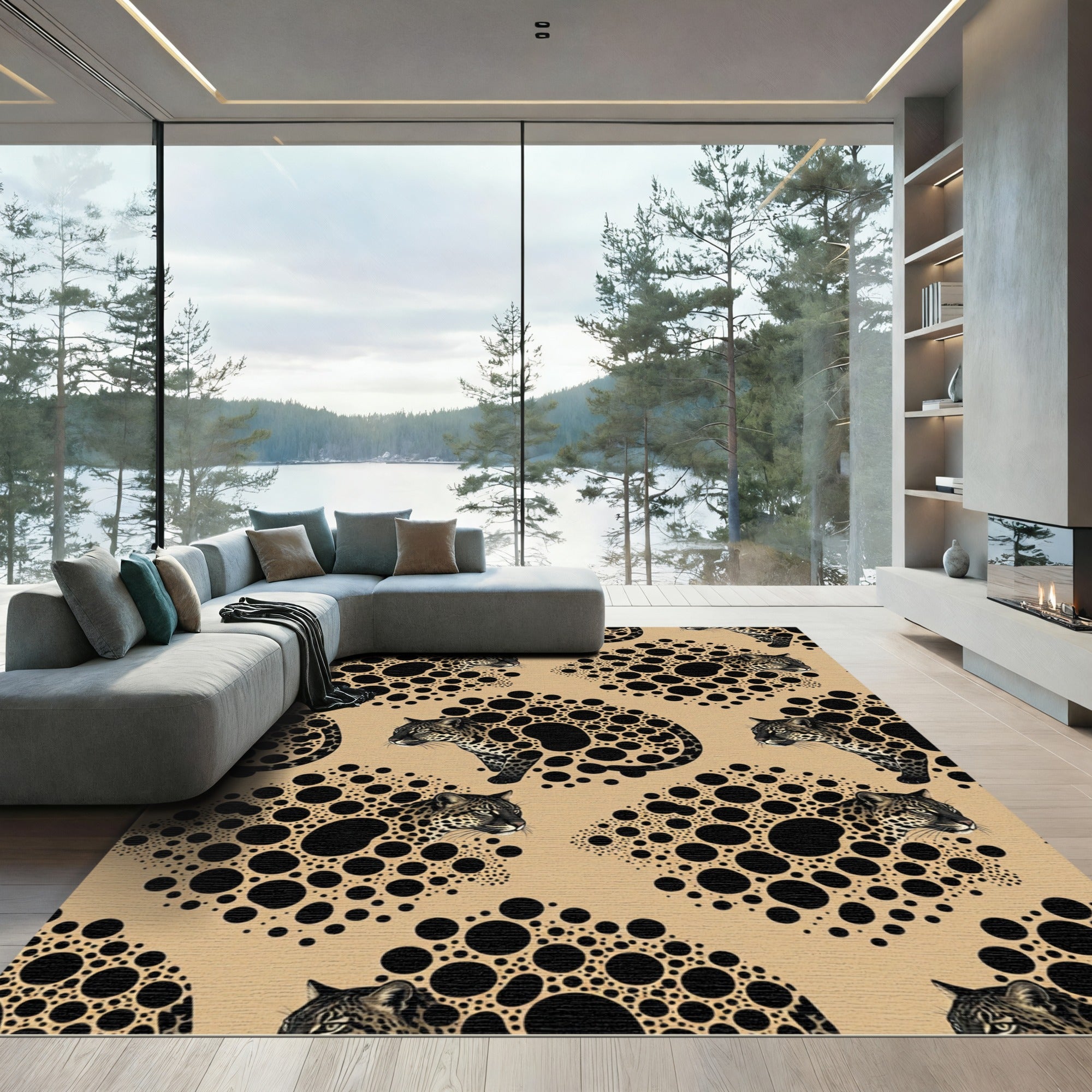 Leopard Brown Black Polka Dot Art Rug