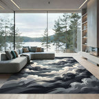Dramatic Gray Stormy Sky Swirls Rug
