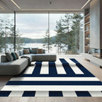 Navy White Classic Stripe Composition Rug
