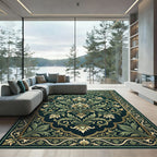Emerald Green Floral Ornamental Foliage Rug