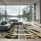 Monochrome Tiered Steps Maze Rug
