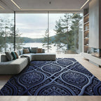 Ornate Blue Interlocking Arabesque Rug